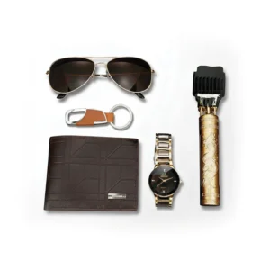 5 In 1 Gift Set For Men – Watch, Trimmer, Sunglasses, Wallet & Keychain Combo