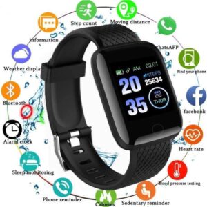 Fitness Smart Watch – Heart Rate, Sleep Monitor & Step Tracker (Black)