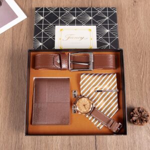 Men Gift Pack – Tie, Belt, Watch, Wallet & Cufflinks Combo Set