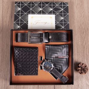 Men Valentine’s Gift Pack – Tie, Belt, Watch, Wallet & Cufflinks Combo Set