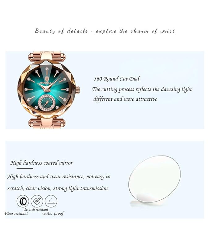 Luxury Women’s Watch – Diamond Dial | Rose Gold Leather Strap | 30M Waterproof - Image 6