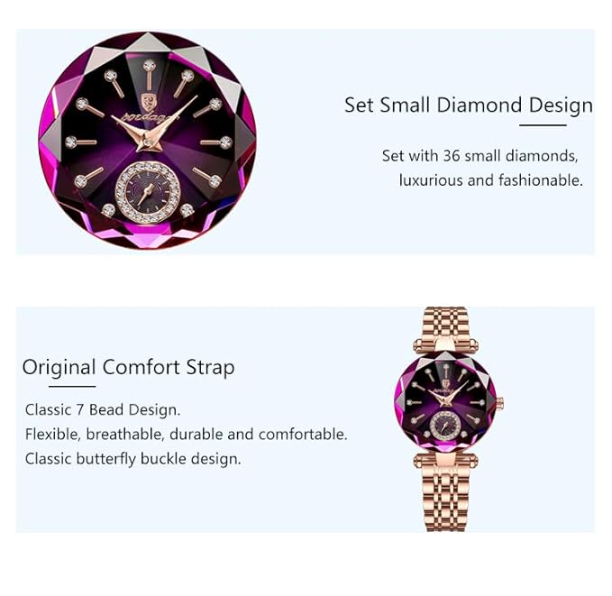 Luxury Women’s Watch – Diamond Dial | Rose Gold Leather Strap | 30M Waterproof - Image 11