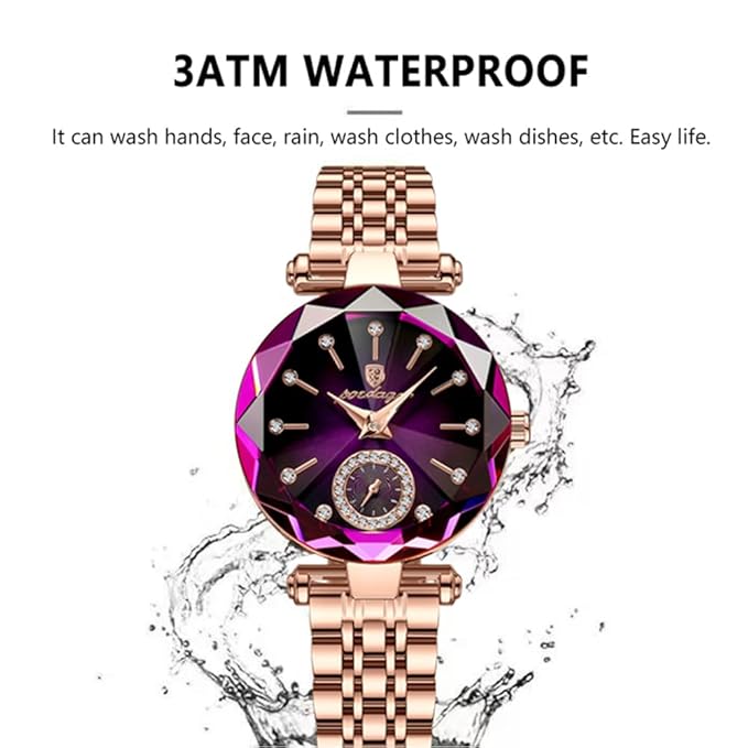 Luxury Women’s Watch – Diamond Dial | Rose Gold Leather Strap | 30M Waterproof - Image 12