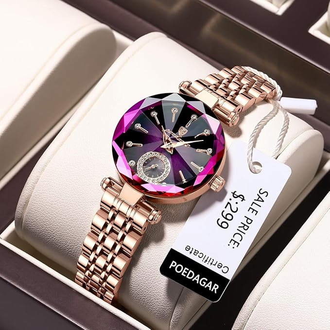 Luxury Women’s Watch – Diamond Dial | Rose Gold Leather Strap | 30M Waterproof - Image 14