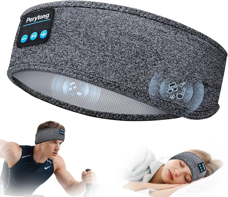 perytong wireless sleep headphones bluetooth sports headband grey
