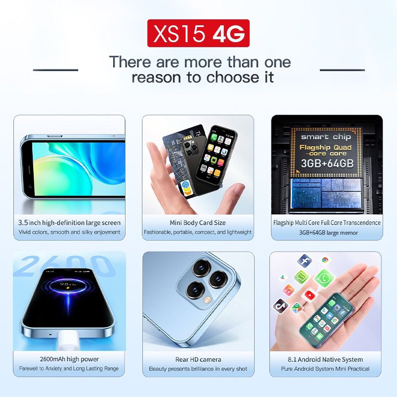 XS15 4G Mini Smartphone β 3.5" Android 8.1 Compact Mobile Phone - Image 24